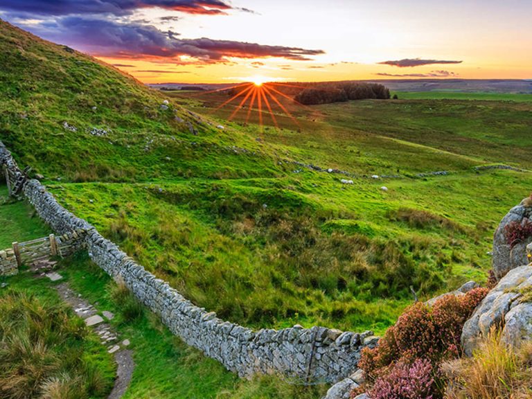 Hadrian's Wall at sunset