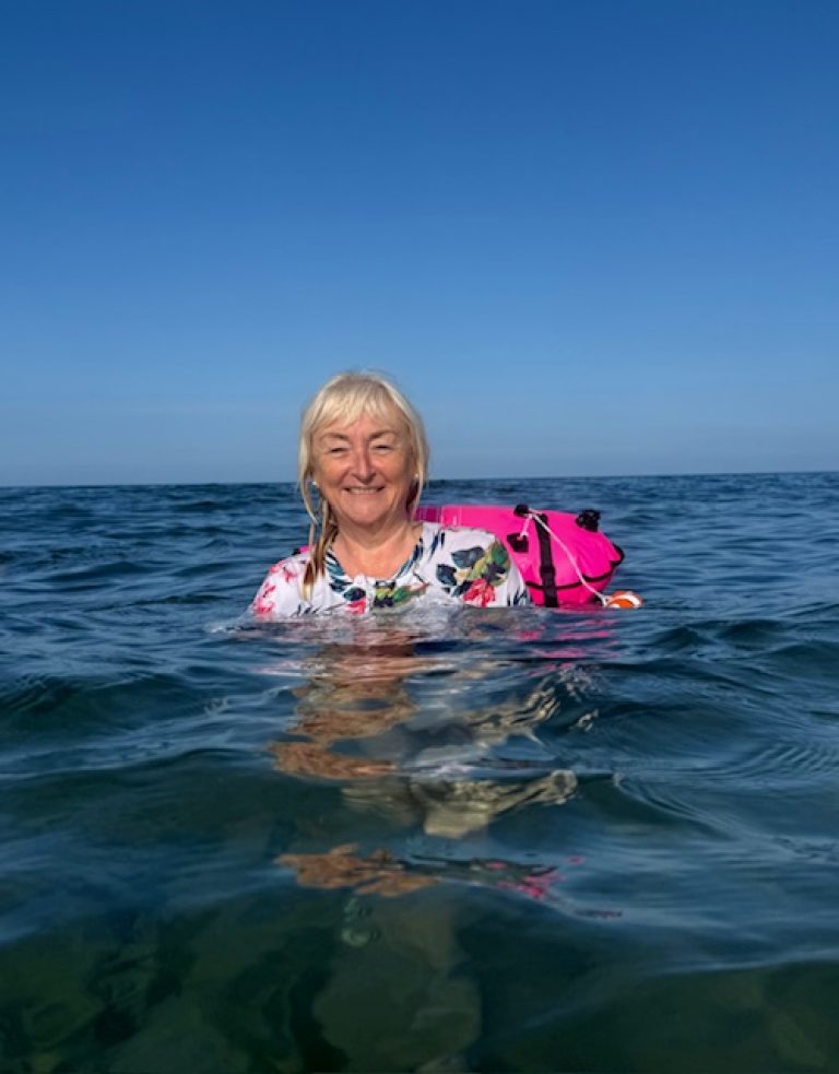 Jill Scarr, swimming in the sea