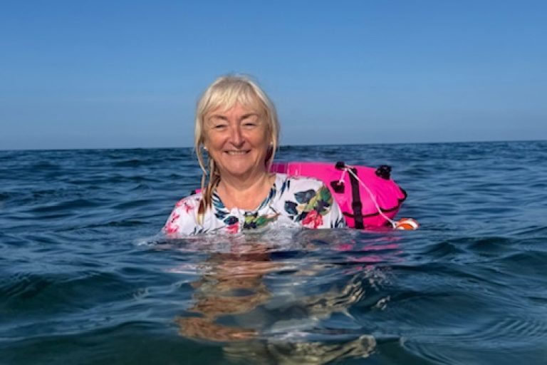 Jill Scarr, swimming in the sea